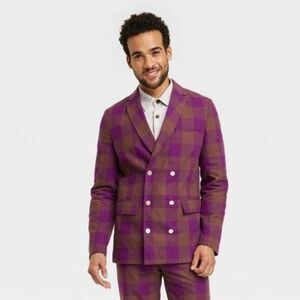 Houston White -  Adult Unisex Button Up Double-Breast Purple/Brown